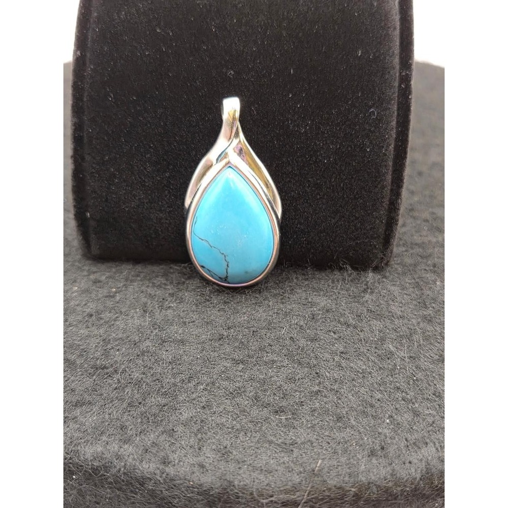 Lia Sophia Mohave Slide Teardrop Pendant Dyed Turquoise Howlite Silver Tone